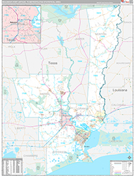 Beaumont-Port Arthur Metro Area Wall Map Premium Style 2026